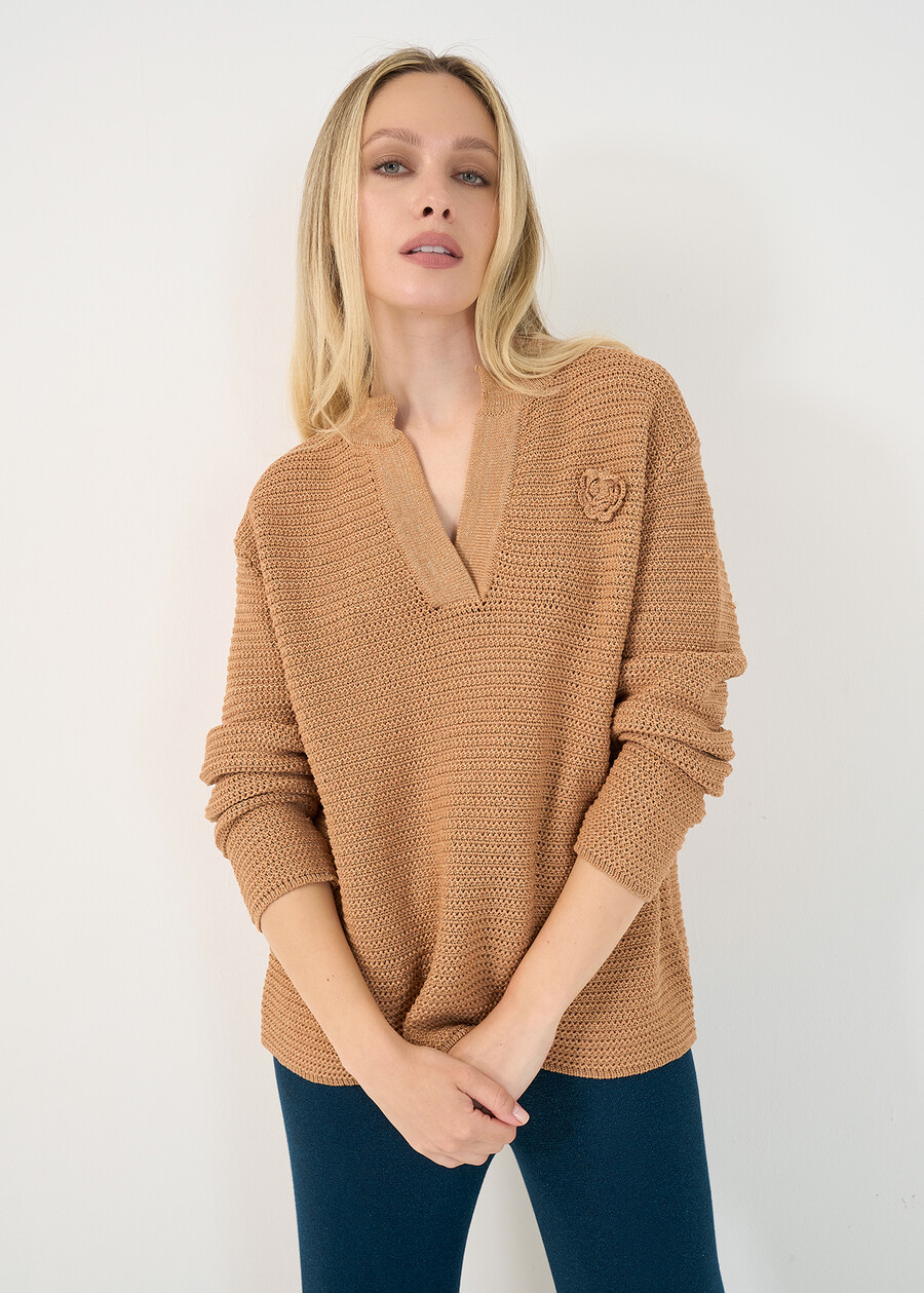 Maglia Margot scollo a V MARRONEBLU Donna , immagine n. 2