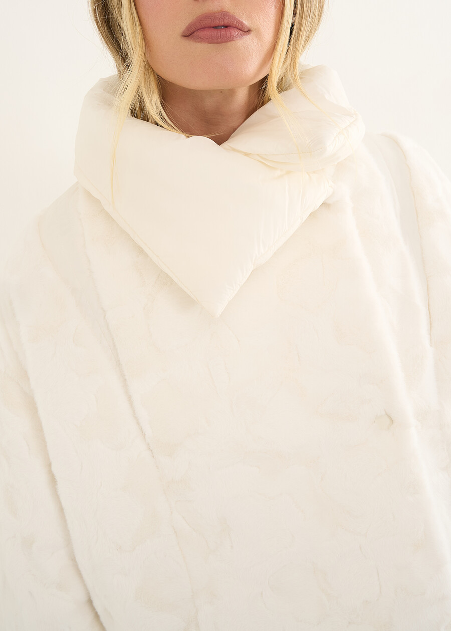 Piumino Percey a cappetta bimateriale BIANCONERO Donna , immagine n. 3