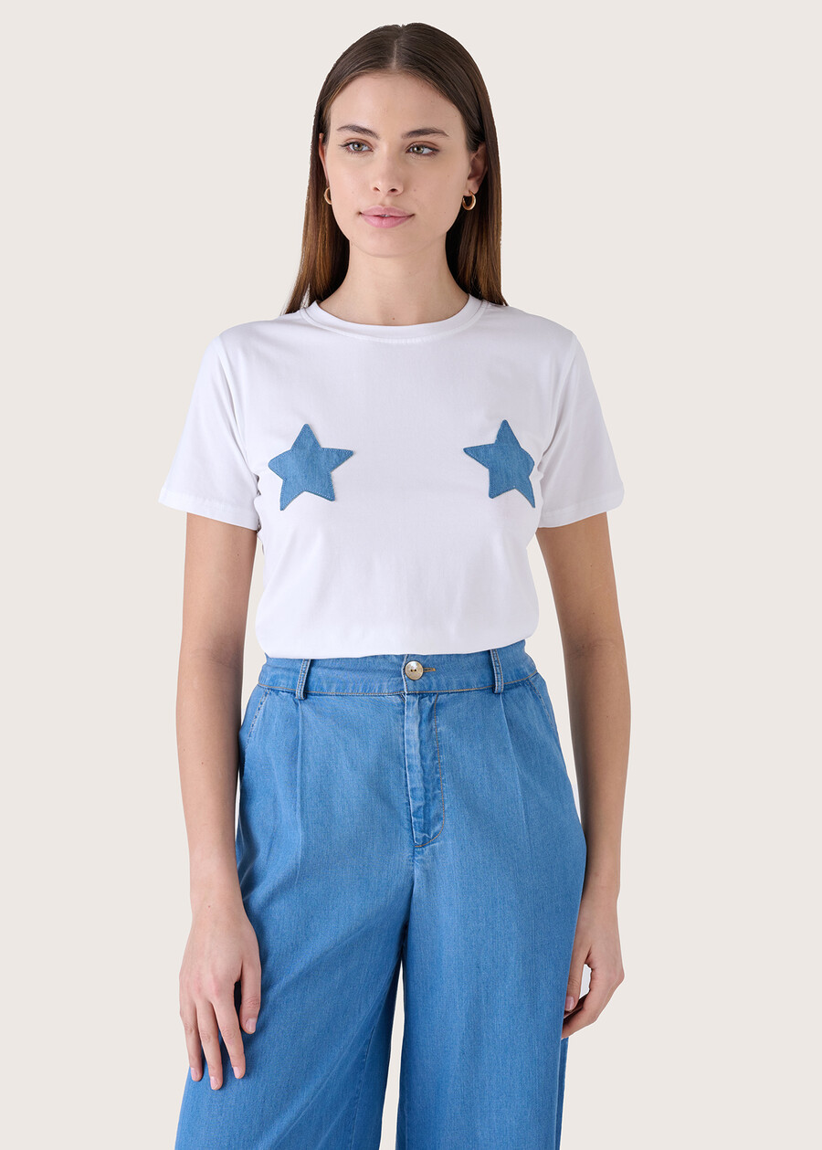 T-shirt Star 100% cotone BIANCO WHITE Donna , immagine n. 2