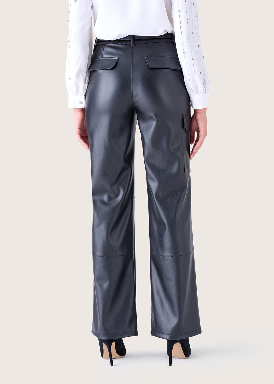 Paige eco-leather cargo trousers NERO BLACK Woman , image number 5