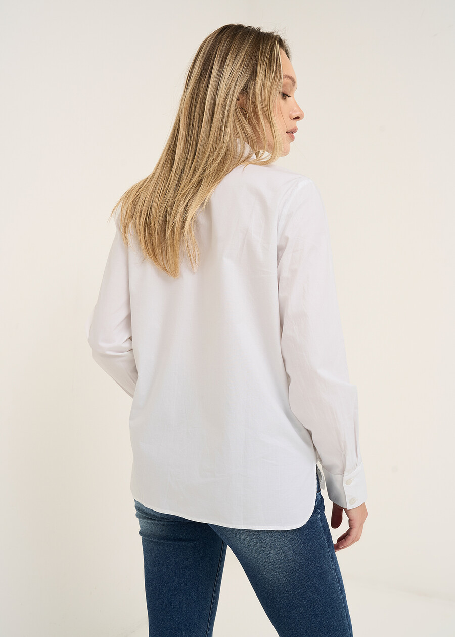 Camicia Cataya cotone intarsio BIANCO WHITEAZZURO AZZURRO Donna , immagine n. 3