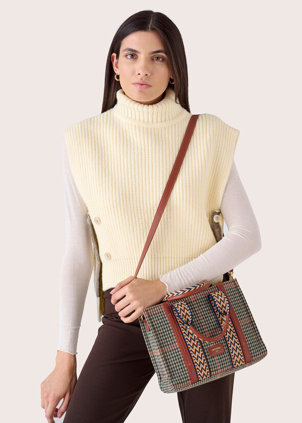 Brulla houndstooth shopping bag GRIGIO Woman null
