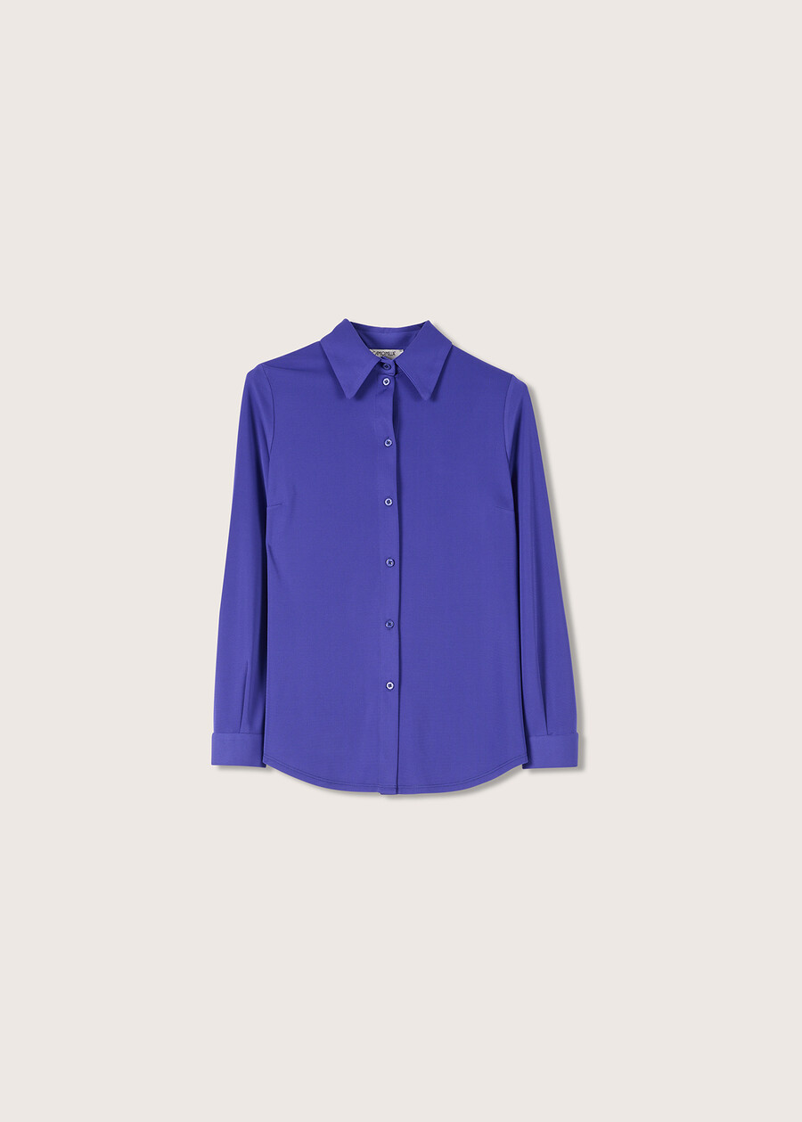 Camicia Alessia in jersey NERO BLACKVIOLA UVABIANCO WHITEMARRONE BRUCIATO Donna , immagine n. 4
