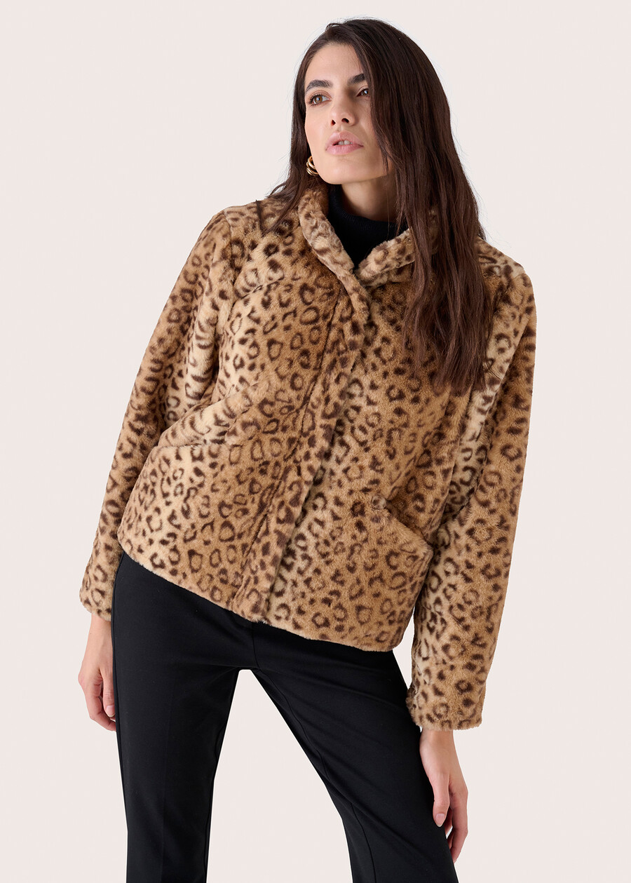 Eco-pelliccia animalier Ganda BEIGE CAMMELLO Donna , immagine n. 2