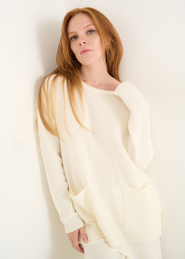 Maglia Magdy punto riso con tasche BEIGE LATTE Donna null