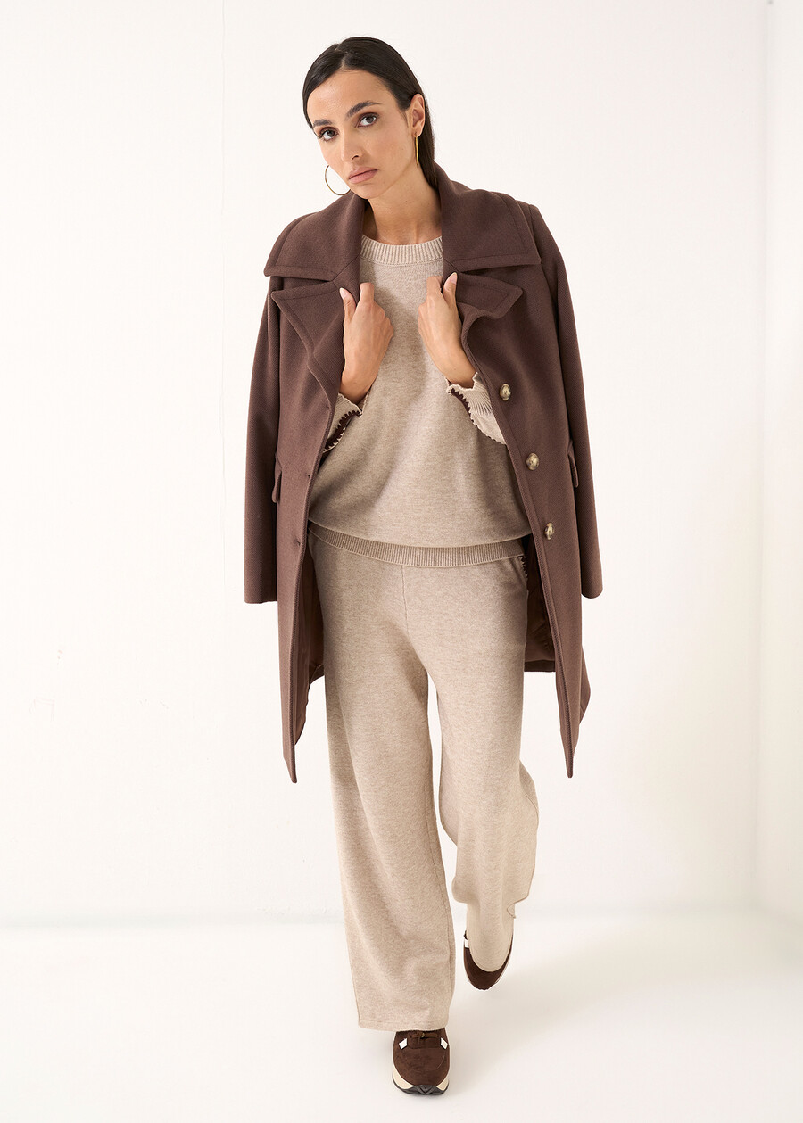 Chris single-breasted diagonal wool-blend coat BEIGE LATTEMARRONE Woman , image number 6
