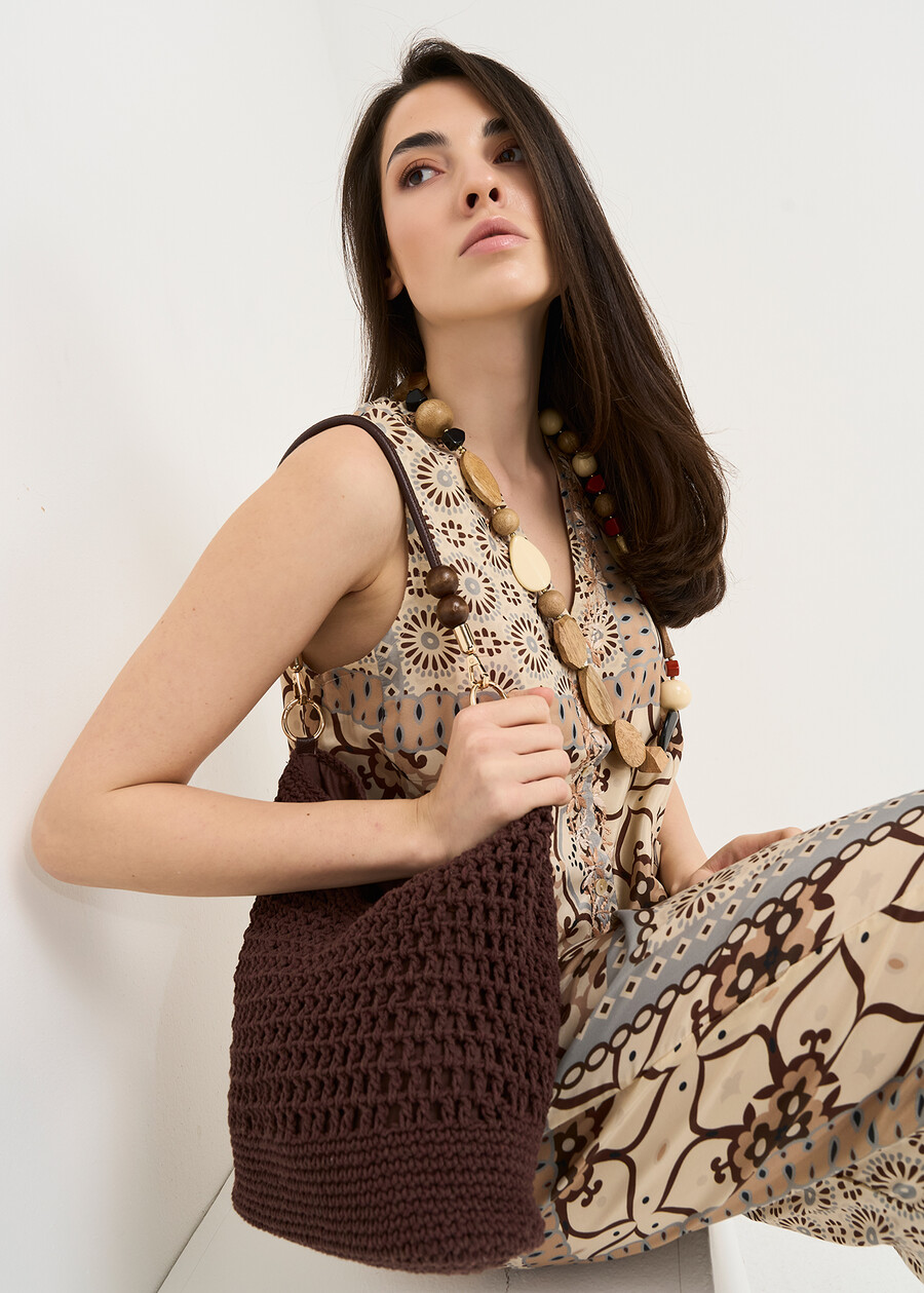 Borsa Byss shopping in crochet MARRONE Donna , immagine n. 1