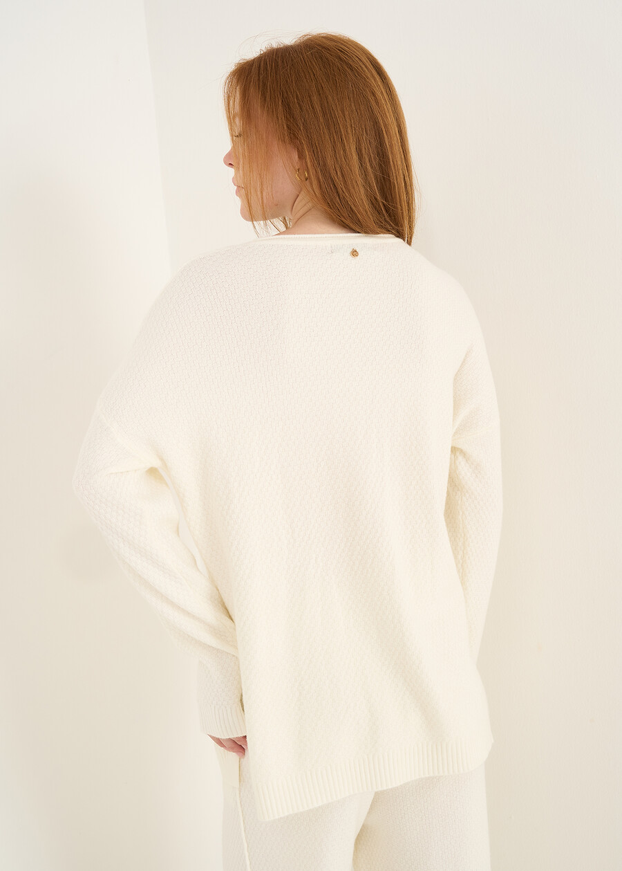 Maglia Magdy punto riso con tasche BEIGE LATTE Donna , immagine n. 4