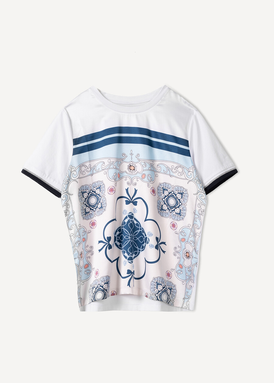 Sharya T-shirt with lurex trim BIANCO WHITE Woman , image number 4