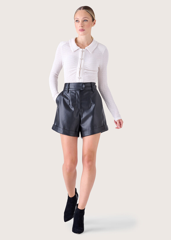 Bermuda Britney in ecopelle NERO BLACK Donna null