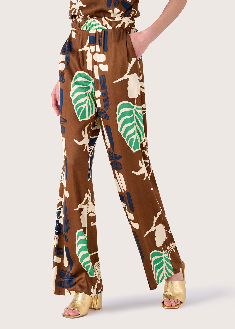 Cara japanese print pattern trousers MARRONE CACAO Woman , image number 2