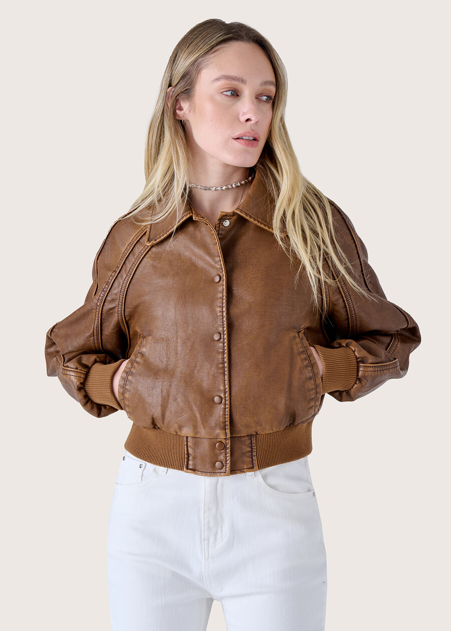 Georgia eco-leather jacket BEIGE DUNE Woman , image number 2