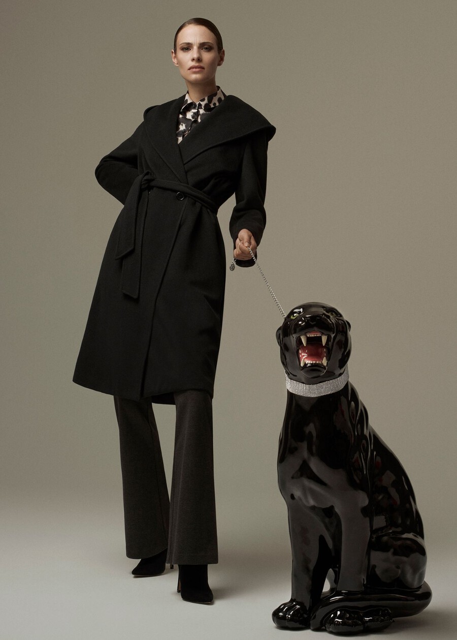 Cappotto Catrine in panno NERO BLACKBEIGE CAMMELLO Donna , immagine n. 1