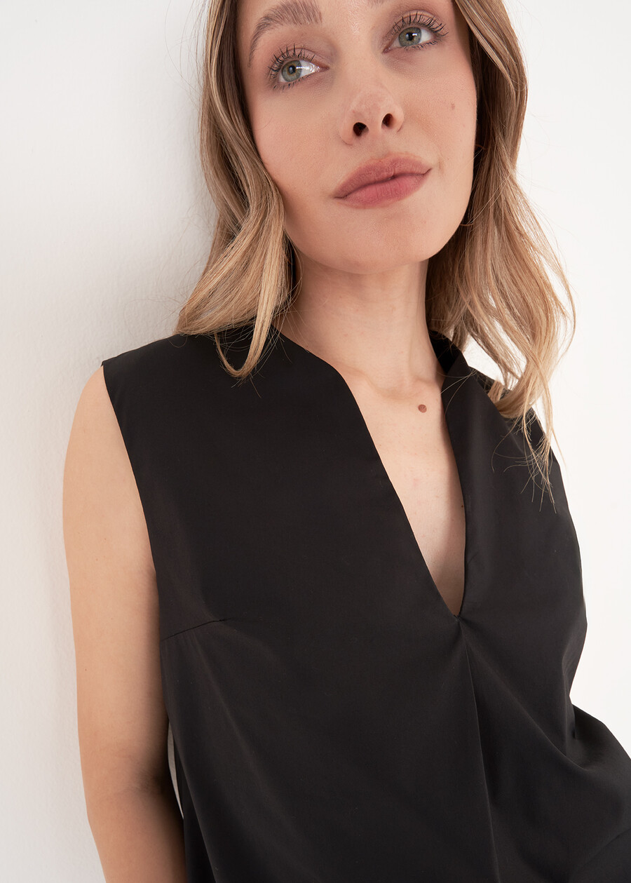 Tara Cotton Top BIANCO WHITENERO BLACK Woman , image number 2