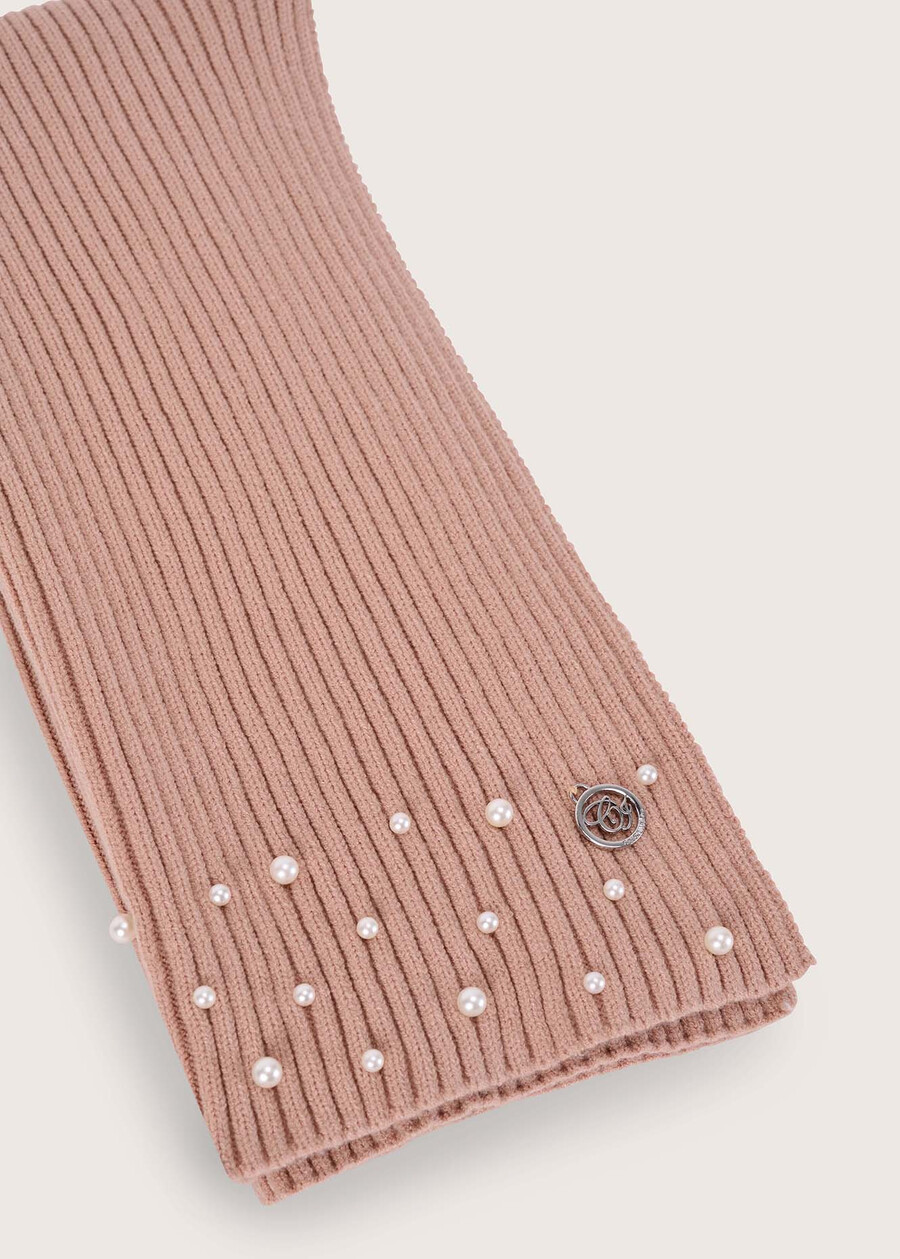 Scially scarf with pearls BEIGE DOESKIN Woman , image number 3