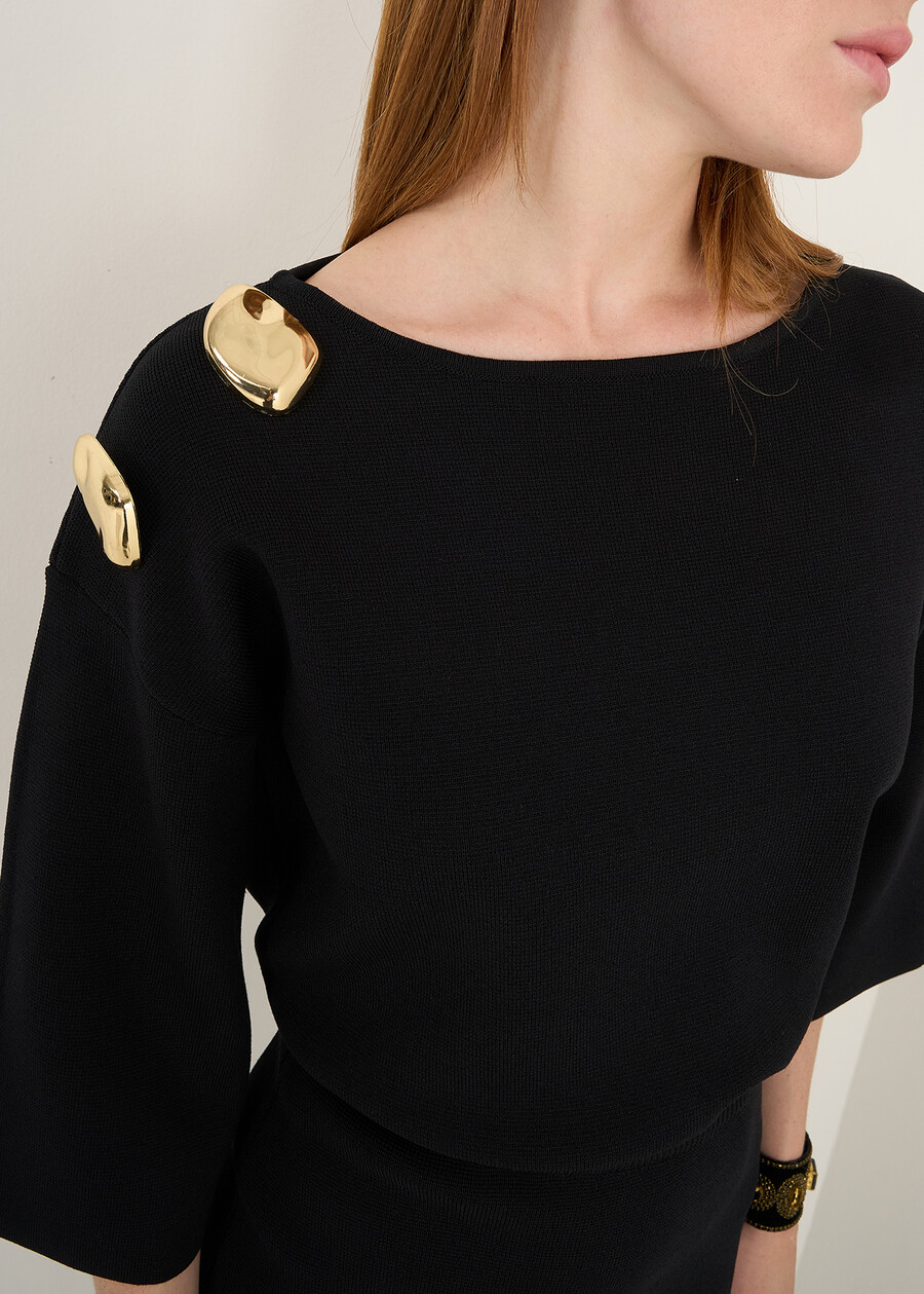 Mony knit top with gold details NERO Woman , image number 2