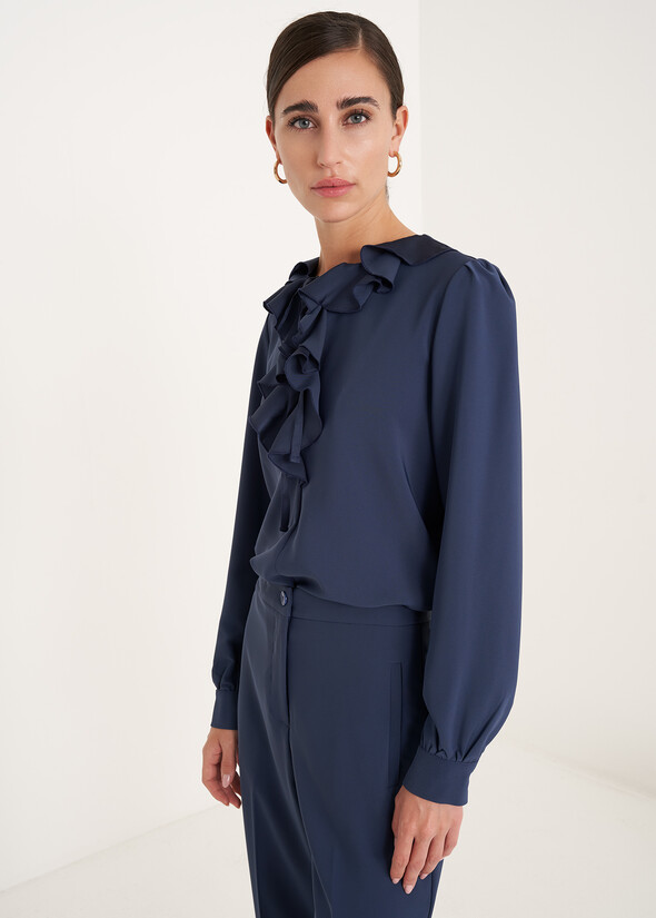 Cristel blouse with ruffles BLU MIDNIGHT Woman null
