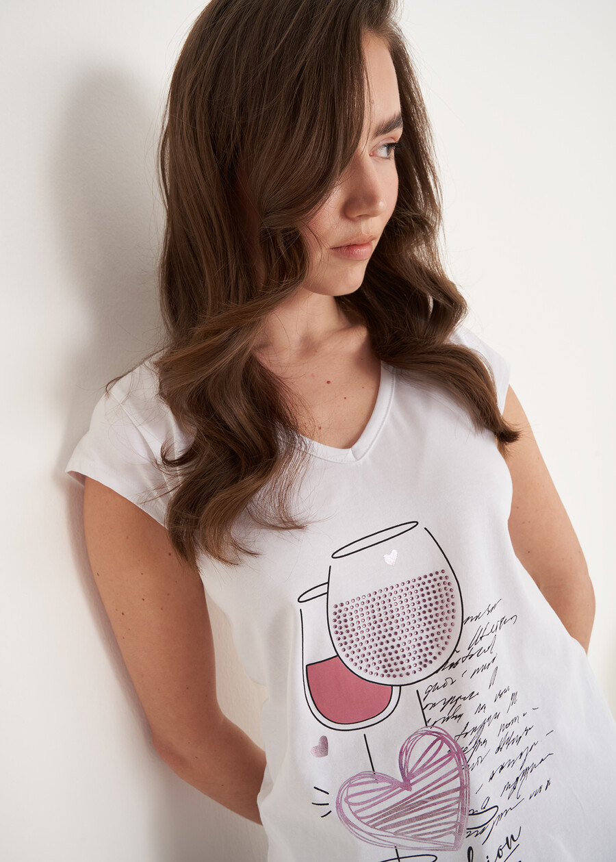 Sole t-shirt with cocktail print
 BIANCO WHITE Woman , image number 2