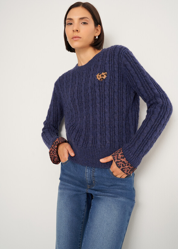 Maglia Malvin a coste con dettagli maculati BLU Donna null
