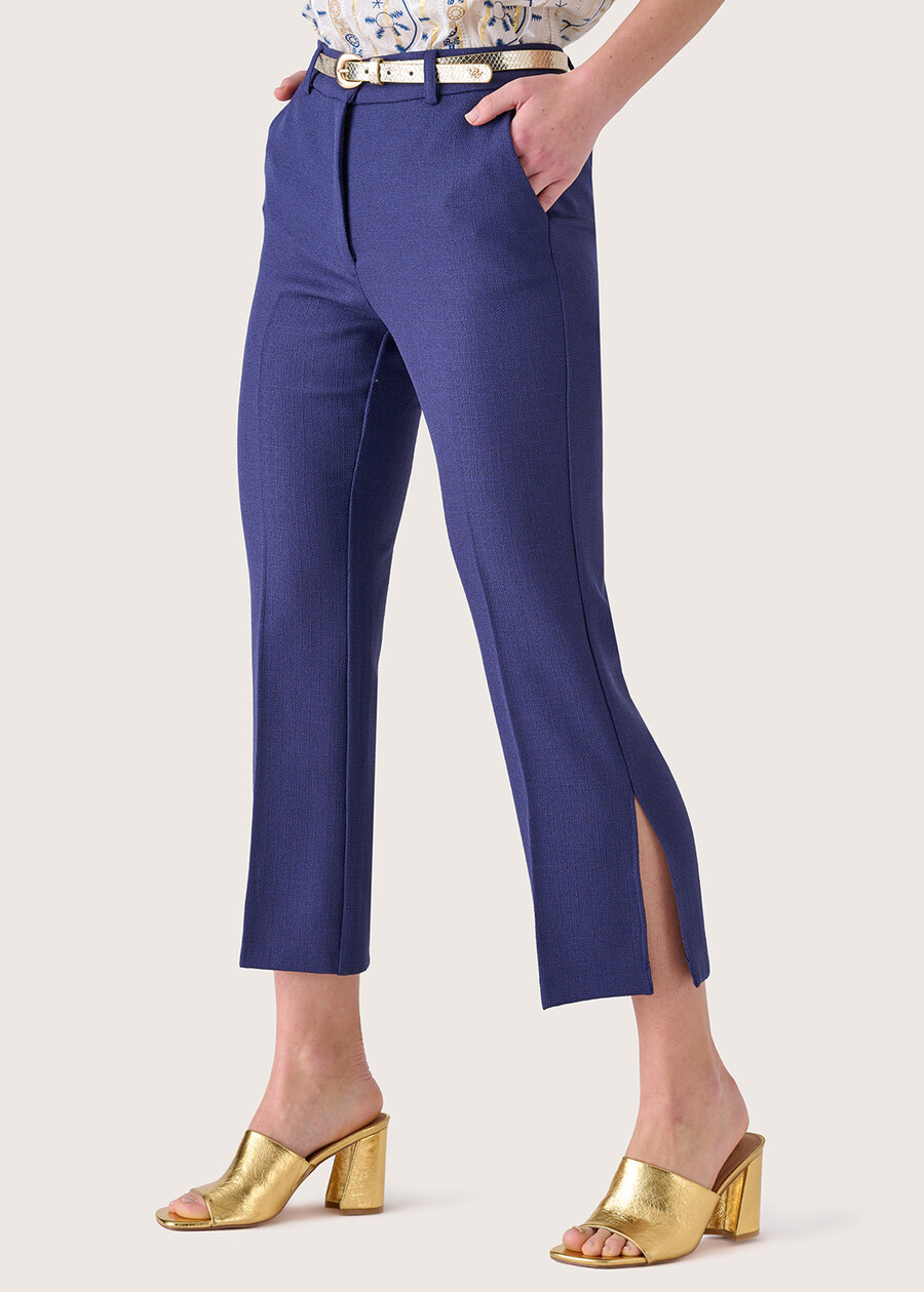Pantalone Jacquelic effetto stuoia BLUE OLTREMARE MARRONE AMBER Donna , immagine n. 2