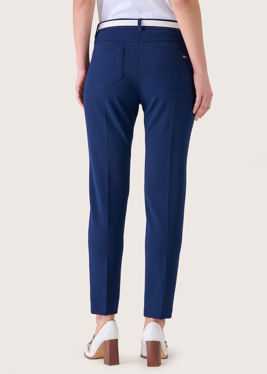 Kate screp fabric trousers BLUE OLTREMARE  Woman , image number 4