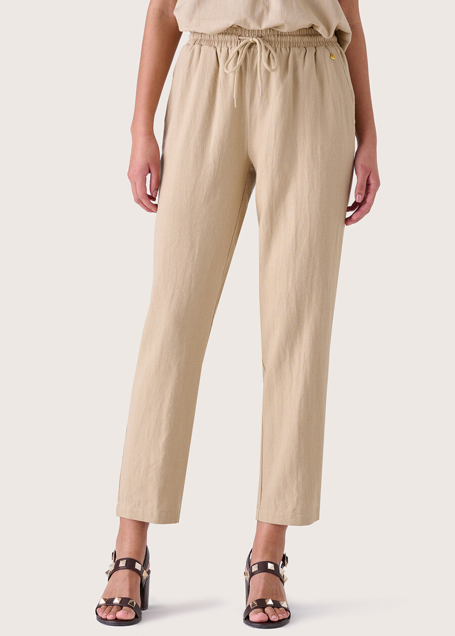 Pantaloni Piper in lino e cotone BEIGE SAFARIBLUE OLTREMARE  Donna , immagine n. 2