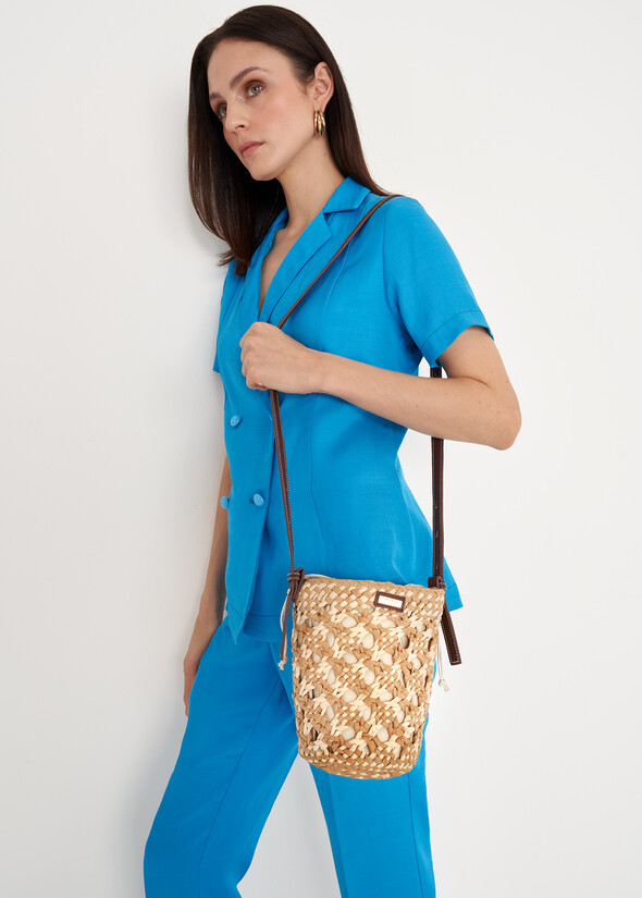Busa Woven Paper Bucket Bag BEIGE CAMMELLO Woman null