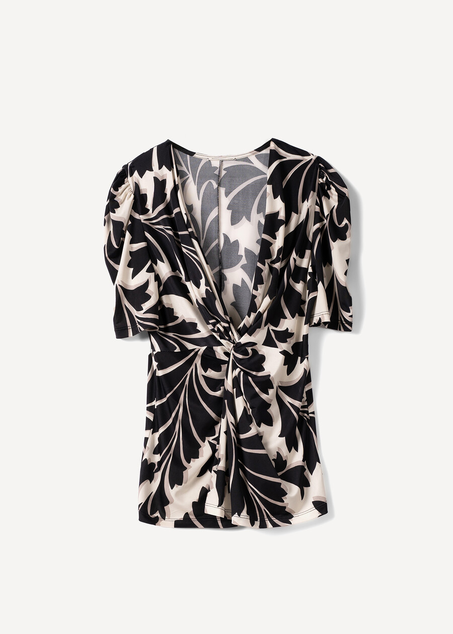 Sirya knotted front T-shirt BEIGE LATTE Woman , image number 5