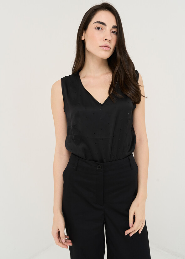 Tymon strass and lace top NERO BLACK Woman null