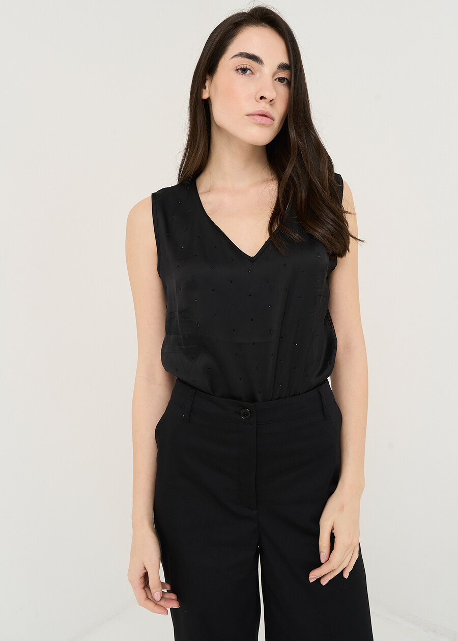 Tymon strass and lace top BEIGENERO BLACK Woman , image number 1