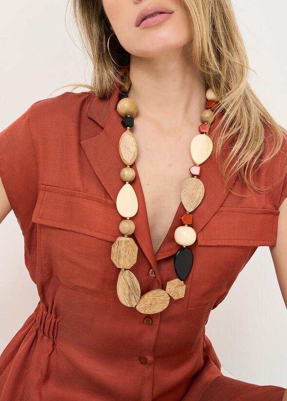 Collana Gaylor in legno e resina MARRONE Donna null