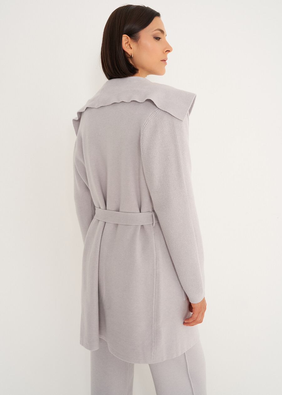 Cardigan Clotilde con collo a scialle MARRONE CAFFEGRIGIO PERLA Donna , immagine n. 5