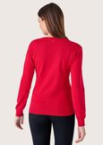 Marty jersey with strass neckline ROSSO PAPAVERO Woman image number 3