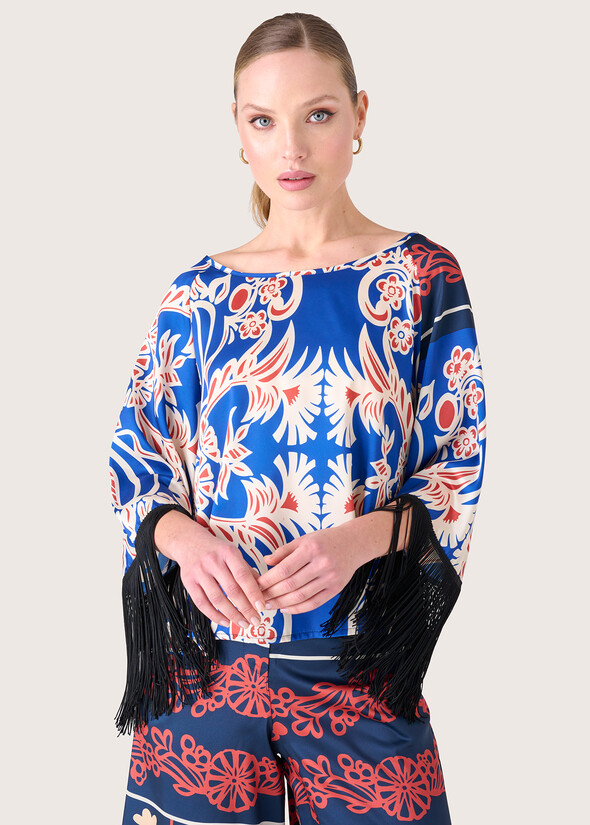 Carina satin blouse BLUE NETTUNO Woman null