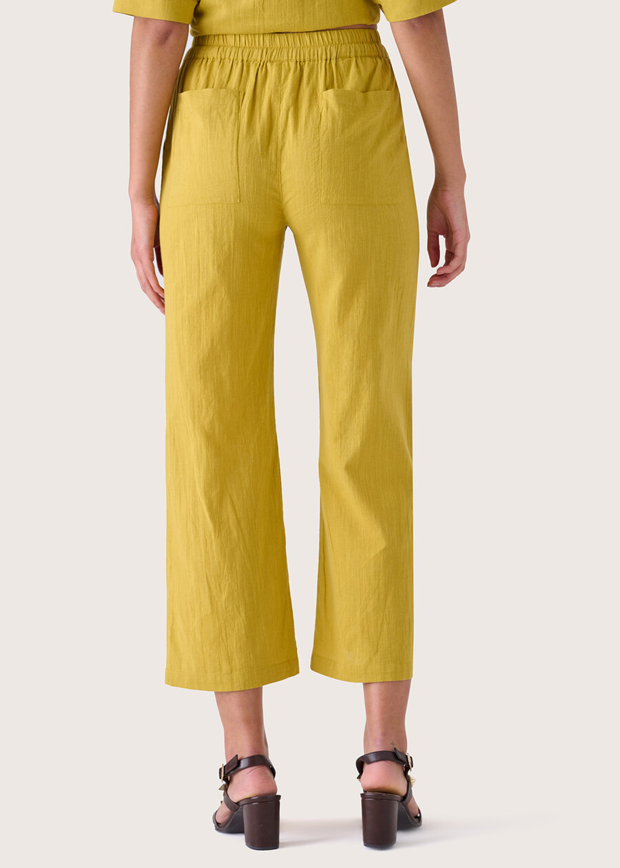 Pommy linen and cotton Capri trousers GIALLO MANGO Woman , image number 4