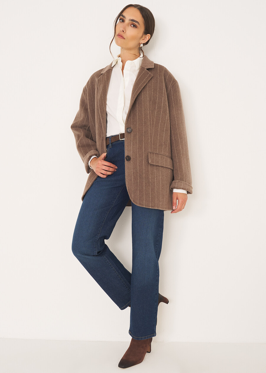 Giulia pinstripe wool jacket GRIGIO TORTORABLU Woman , image number 4