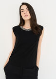 Tobia top with jewel neckline NERO BLACK Woman image number 1