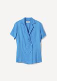 Cimmy short-sleeved jacket in linen-viscose BLUE TURCHESE Woman image number 6