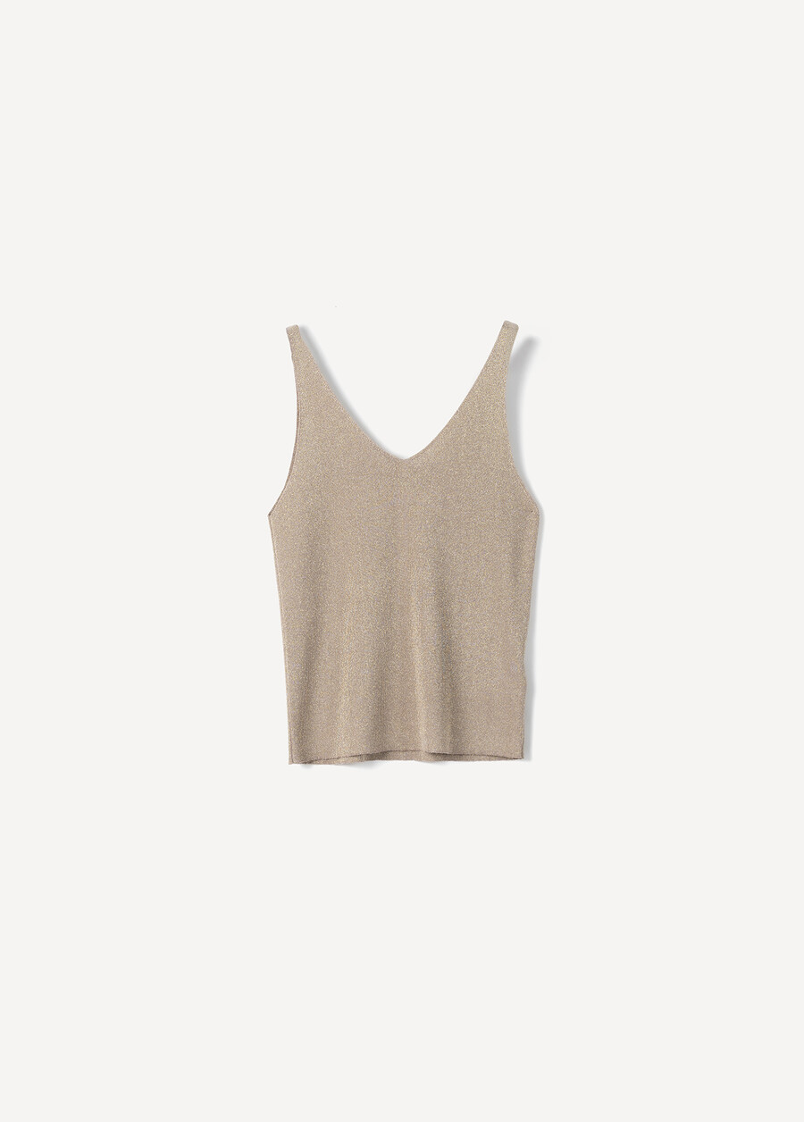 Top Thinker In Maglia Lurex BEIGE SABBIA Donna , immagine n. 4