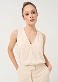 Top Tullio in satin con scollo a V BEIGE Donna immagine n. 1
