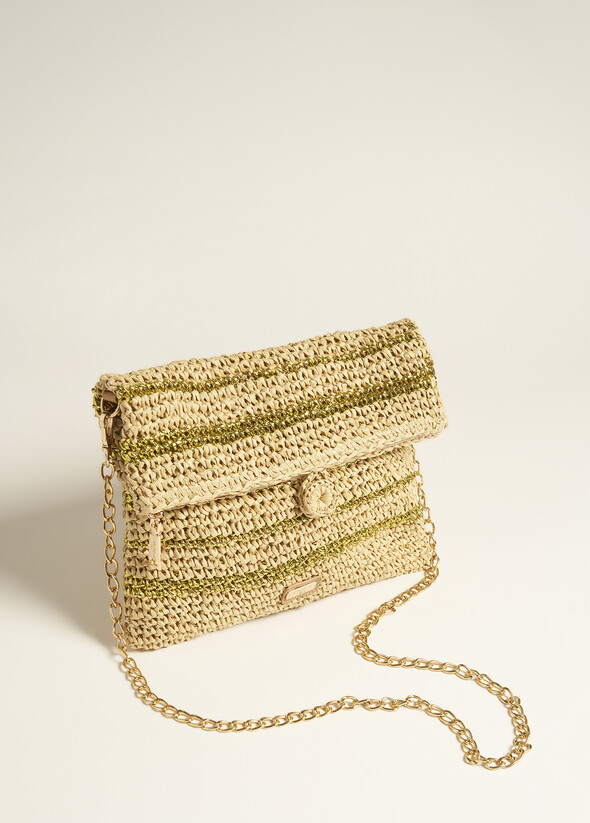 Brisette Woven Paper and Lurex Clutch BEIGE Woman null