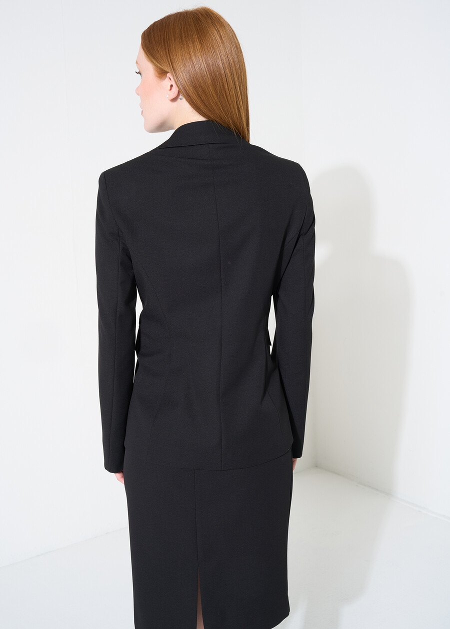 Giacca Giselle monopetto bi-stretch NERO BLACKBEIGE GESSOBLU Donna , immagine n. 4