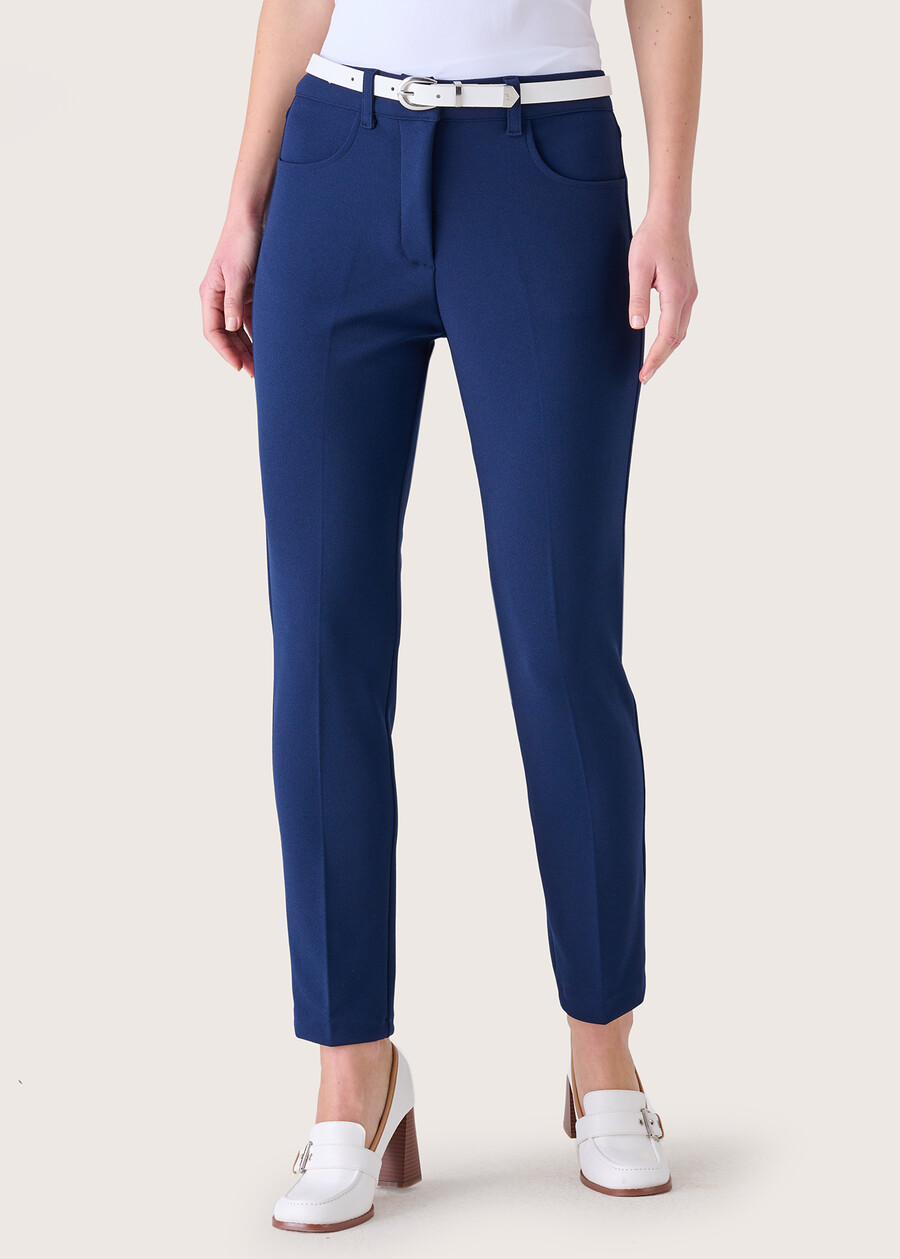 Kate screp fabric trousers BLUE OLTREMARE  Woman , image number 2