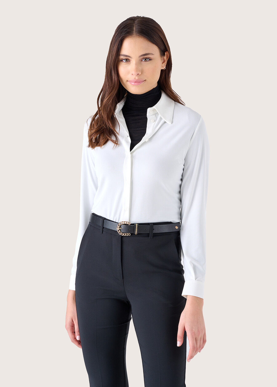 Camicia Alessia in jersey NERO BLACKVIOLA UVABIANCO WHITEMARRONE BRUCIATO Donna , immagine n. 1