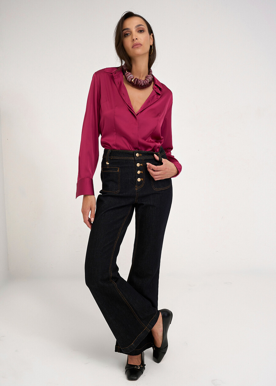 Alessia satin shirt ROSSO BORDEAUXMARRONEVERDE GARDENAZZURO AZZURRO Woman , image number 4