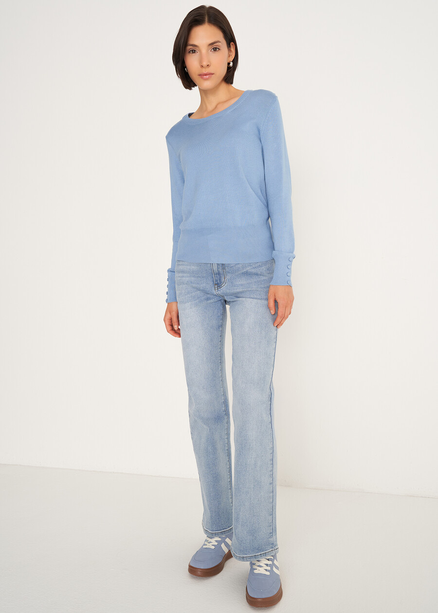 Melody wool sweater with round neck BLU MIDNIGHTCELESTE FIORDALISOVIOLA VINACCIAROSA Woman , image number 4