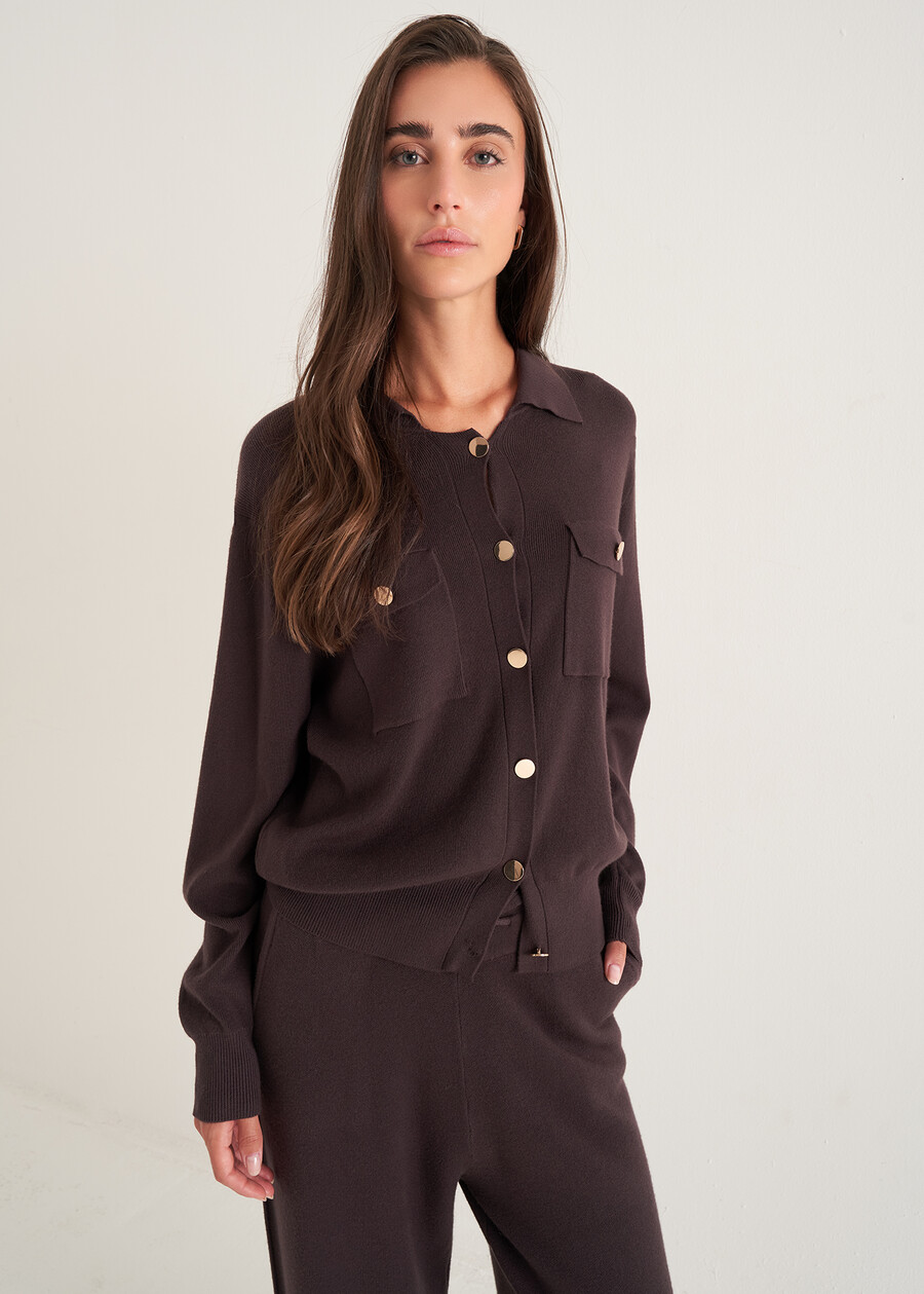 Cardigan Camilla con collo baby MARRONE CAFFEGRIGIO PERLA Donna , immagine n. 1
