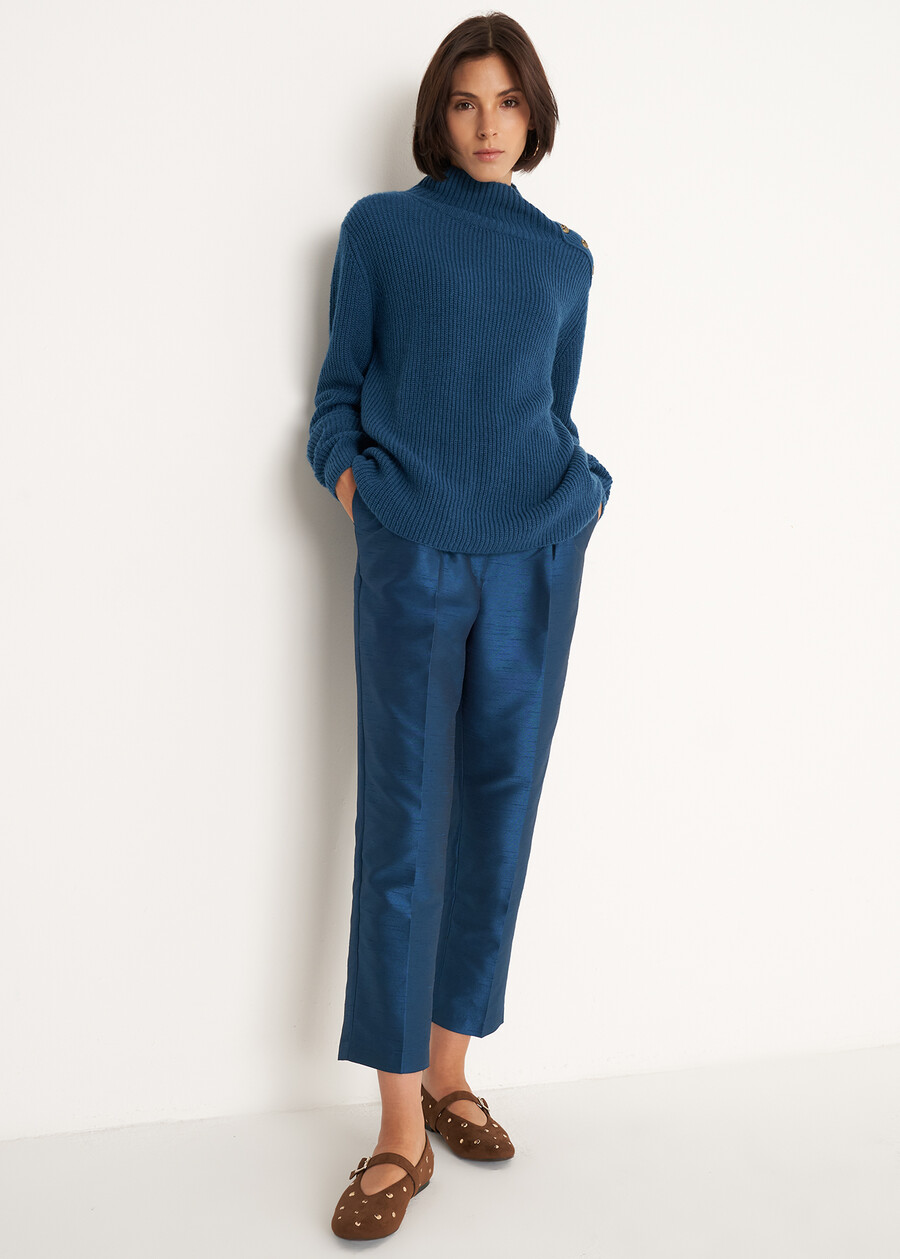 Maglione Miriam collo alto con bottoni BLU LAGUNA Donna , immagine n. 4