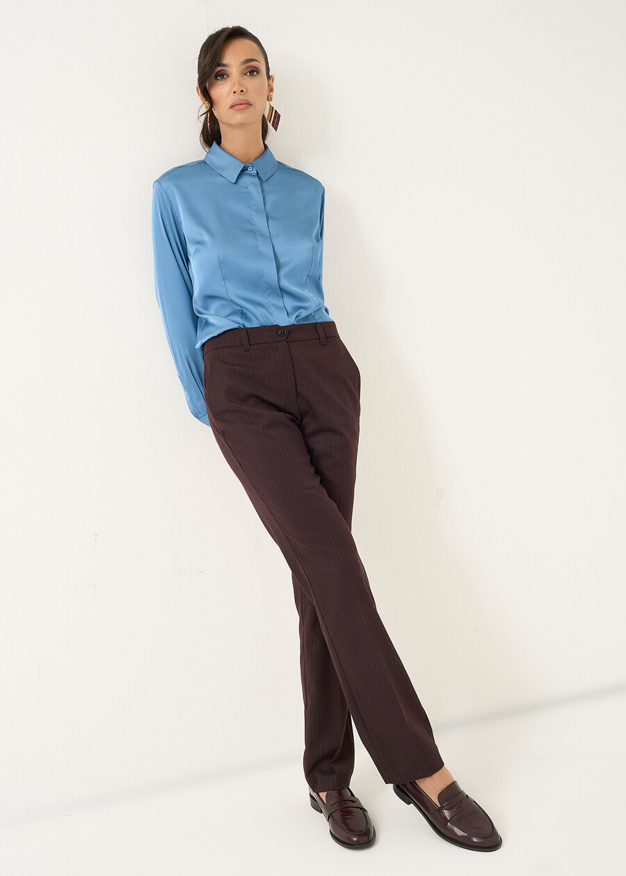 Pantaloni Alice a sigaretta a righe MARRONE MOKA Donna , immagine n. 2