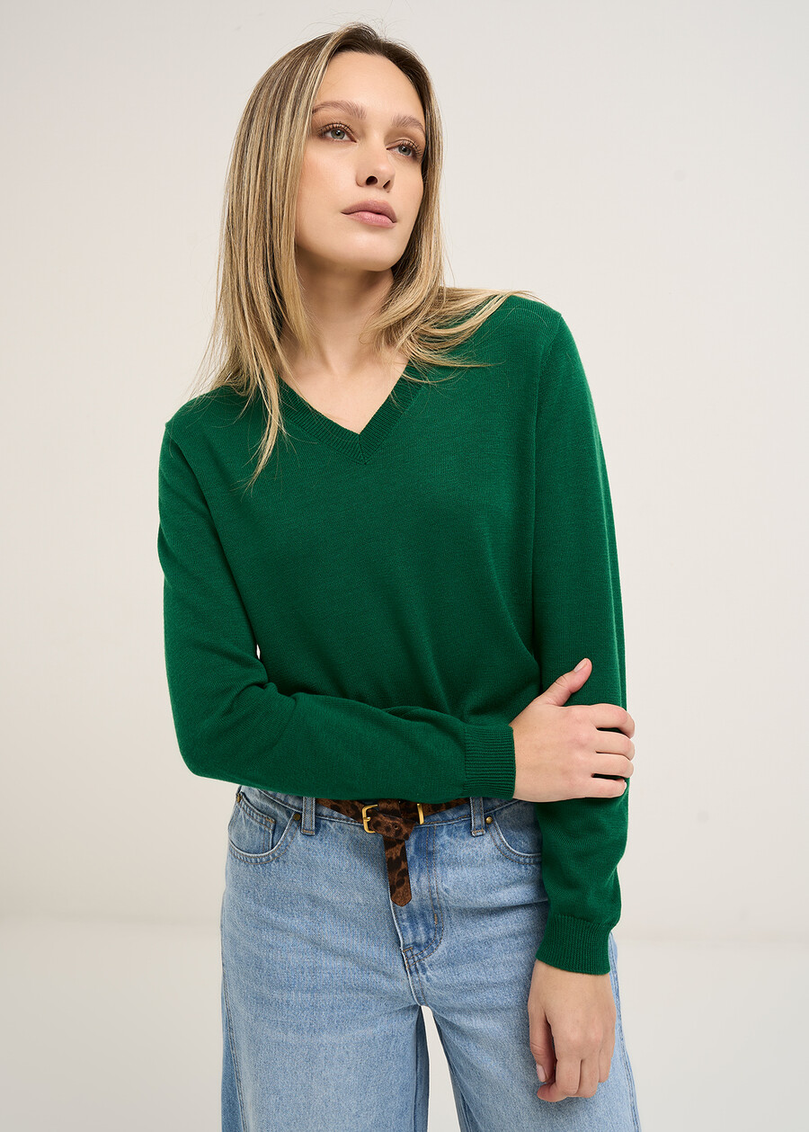 Maglia Meg in filo a scollo a V VERDE GARDEN Donna , immagine n. 2